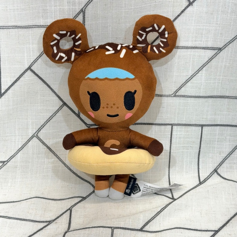 Tokidoki Donutella Plush 9" Brown Chocolate Donut Ears‎ Sprinkles Kawaii